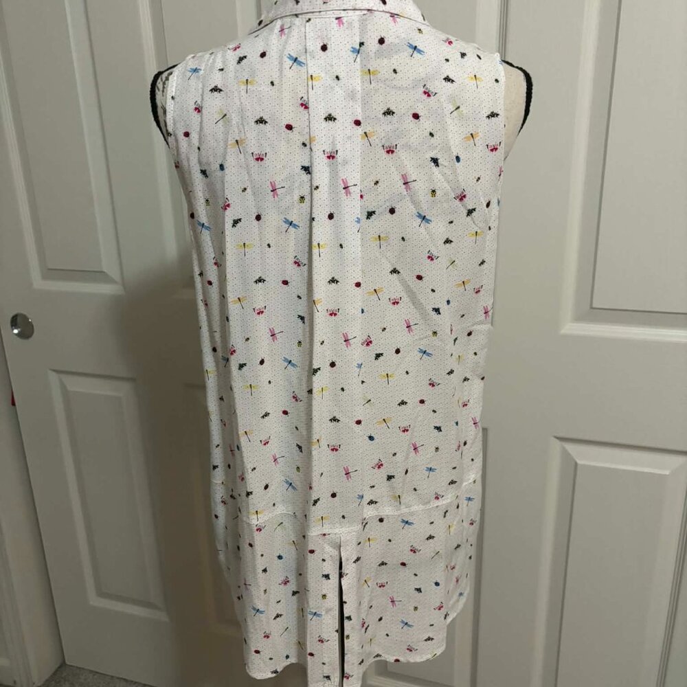 Women's White Sleeve-Less Top with Dragonflies & Ladybugs - Picture 3 of 5